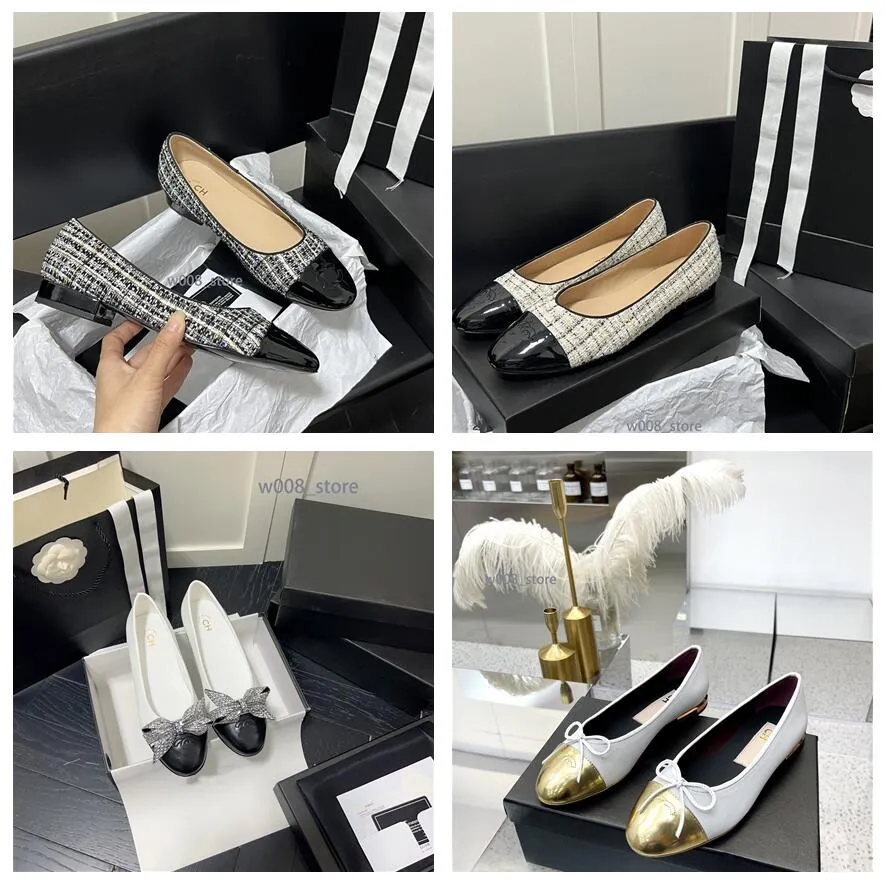 Paris Luxury Designer Ballet Flats Scarpe da donna Brands trapuntato Slip in pelle genuina su ballerina Round Toe Dress Dress Channel Zapatos de Mujer 60 Style