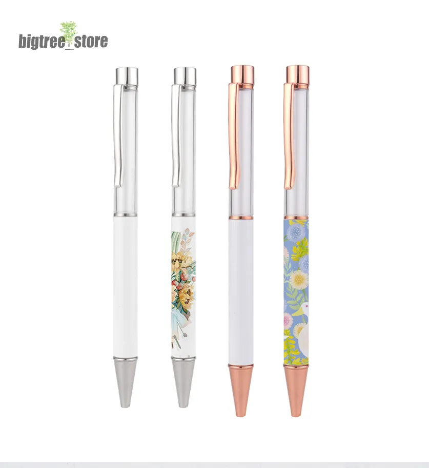 Sublimeringspennor Stylus penna tom värmeöverföringspenna sublimeringskulspenn för jul DIY Office School Stationery Supplies (silver och guld, tomt rör) snabbt