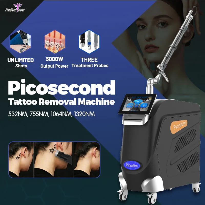 Máquina de eliminación de tatuajes láser de ND y YAG Equipo de picosegundo Equipo de picosegundo Dispositivo de extracción de lesión endógena