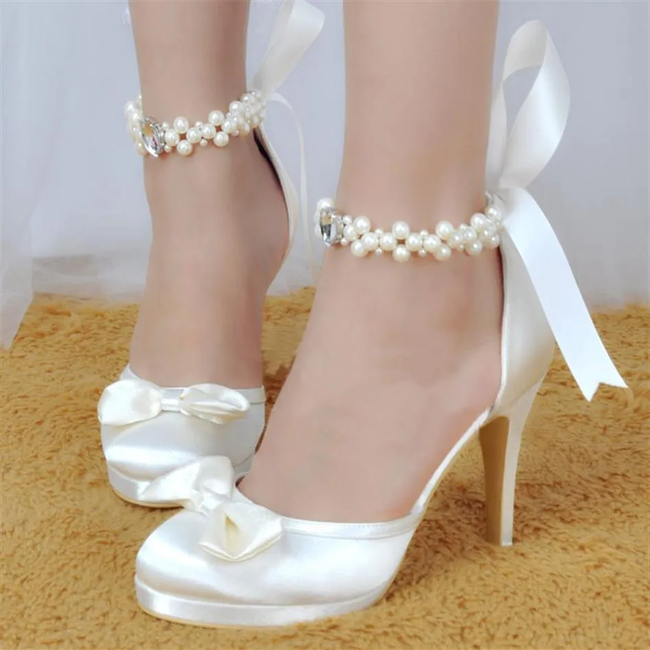 Sapatos de casamento com cristais bowknot pérola confortável seda sapatos de noiva rendas sapatos de noite festa baile321c