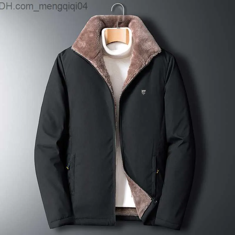 Мужские куртки мужская шерстяная куртка густой теплый зимний меховой шерсть мужская осенняя пальто Черная винтажная куртка Z230816