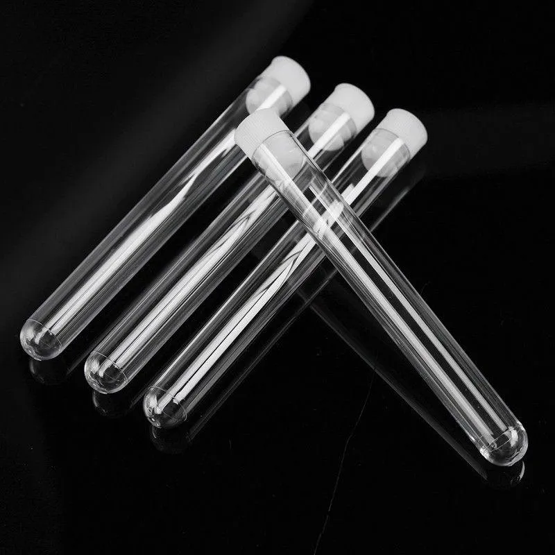 Transparent Laboratory Clear Plastic Test Tubes Vials With Push Caps School Lab Supplies 12x100mm Wuhvp