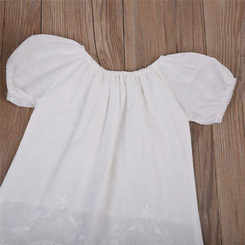Robes de fille nouvel été enfants bébé filles robe blanche mode décontractée robe de princesse tenues à manches courtes