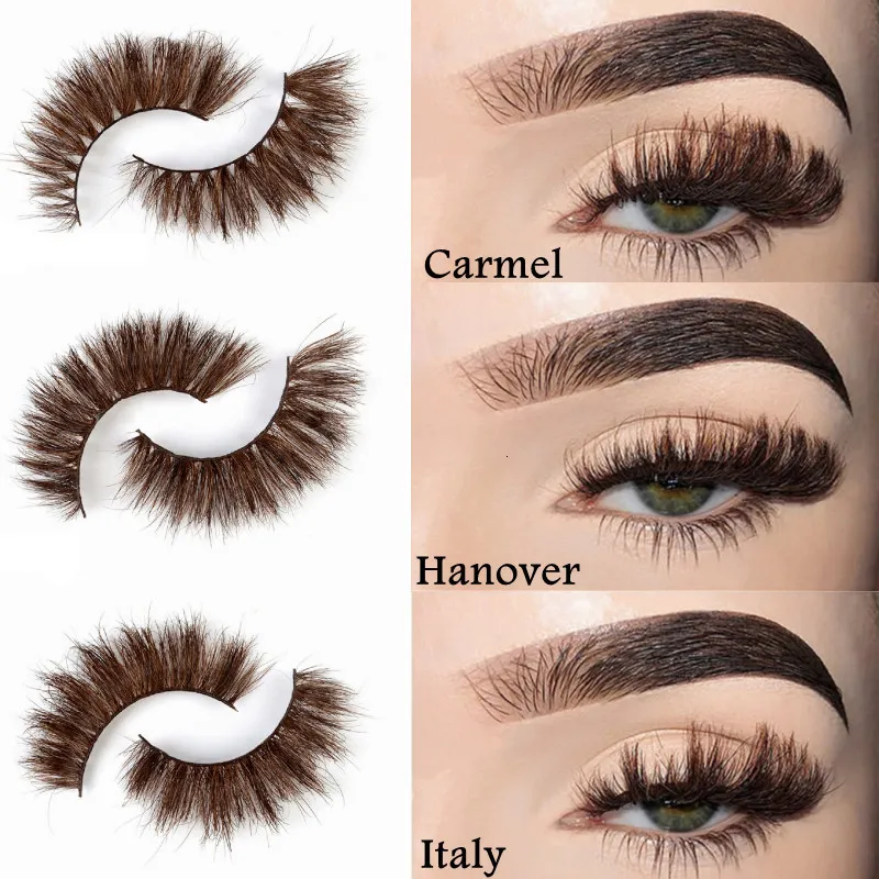 False Eyelashes Wholesale 3D Mink Color Brown Cross Long Natural