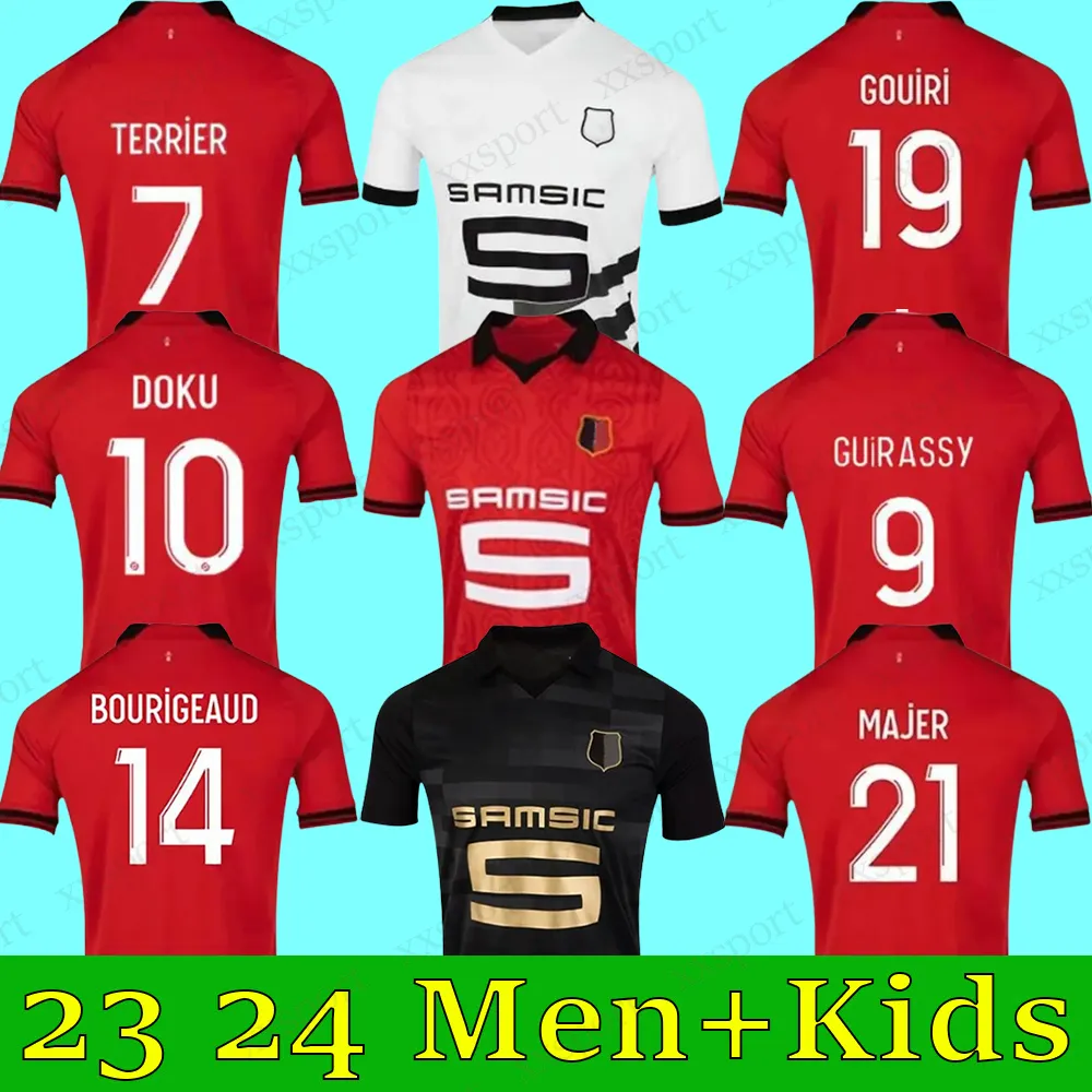 2023 2024 Maglie da calcio Stade Rennais Casa Rennes Maillot de Foot 23 24 Sulemana Bourigeaud Terrier Doku Laborde Santamaria Men Kit Kit Shirts Football Aduls