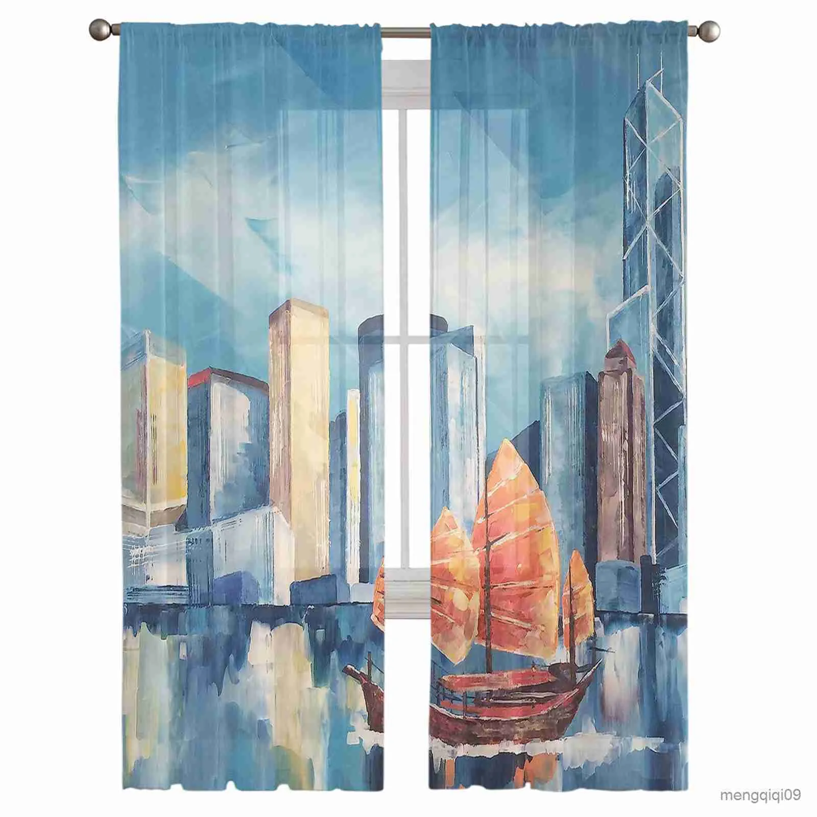 Rideaux de ville et de fenêtre transparents, pour chambre à coucher, salon, rideaux en Tulle modernes, pour cuisine d'hôtel