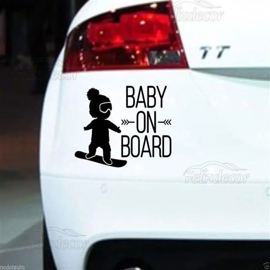 16 12cm White Black Baby On Board Car Decal Boy On Snowboard Vivyl Car  Stickers CA 582293D From King116, $21.81