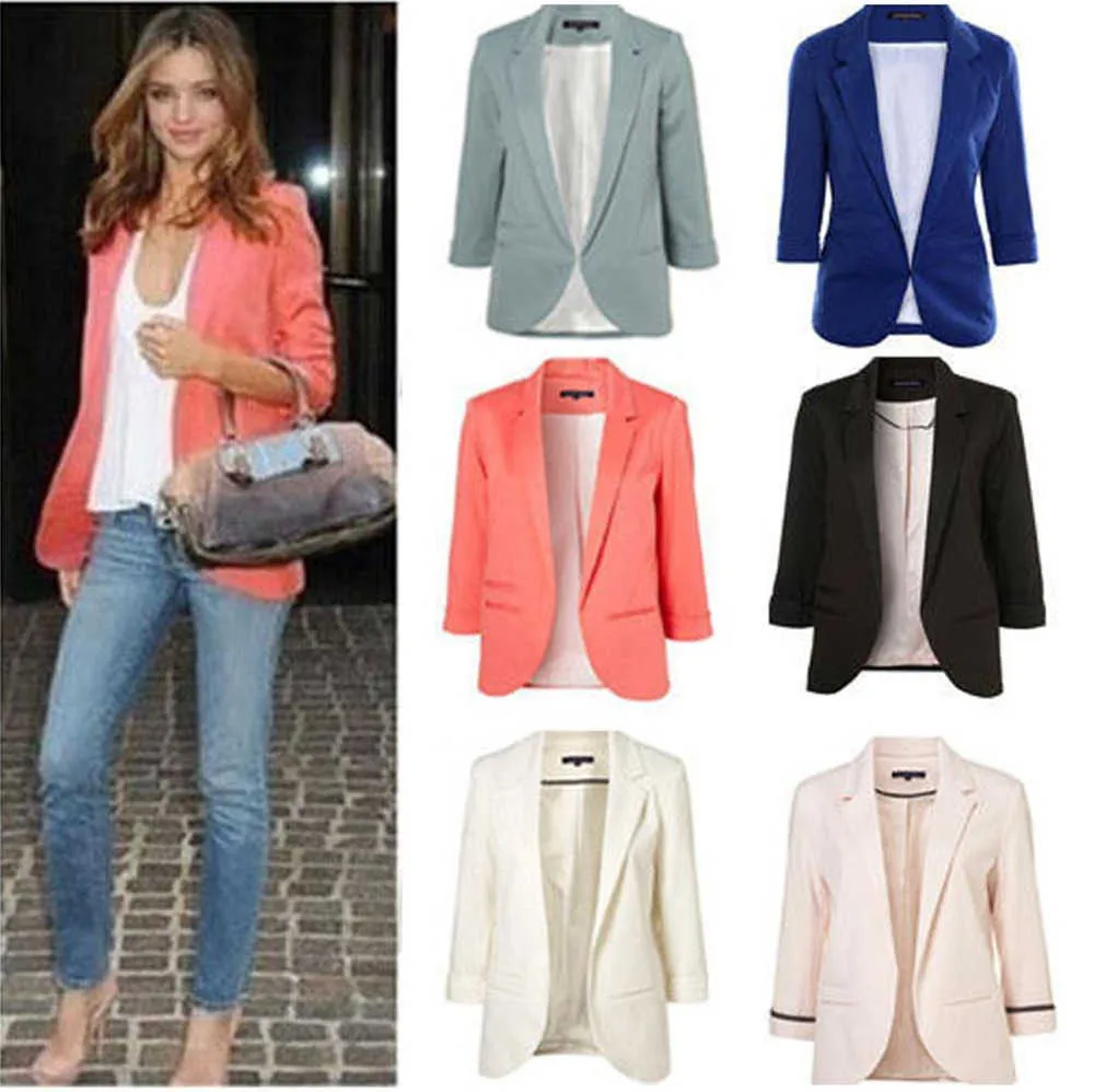 Spring Casual Slim Female Blazer Top Plus Size Women EleBlazers and Jackets Office Lady Work Wear