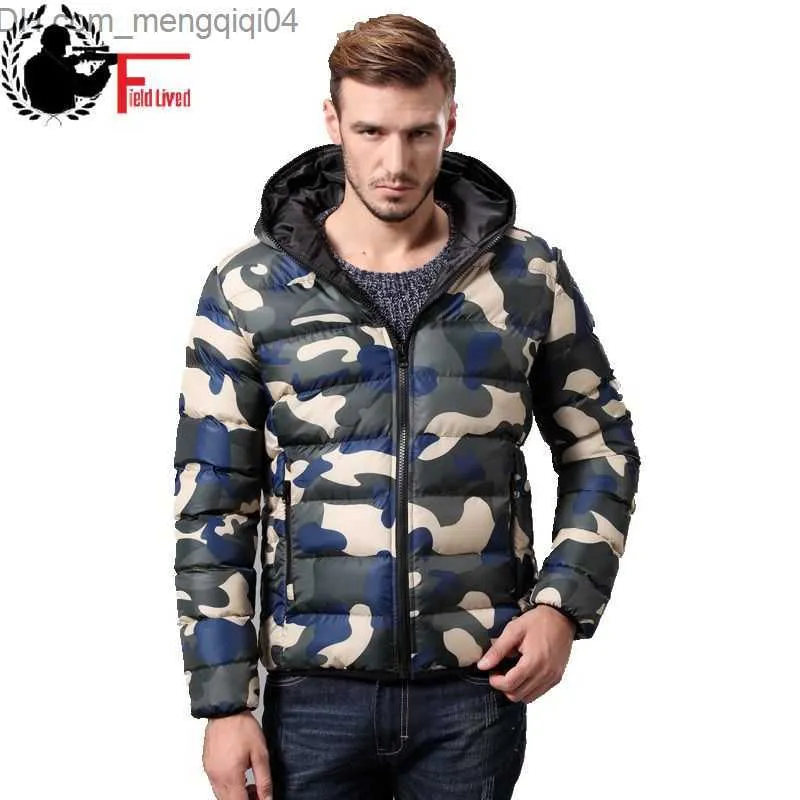 Men's Jackets Men's cotton padded down jacket camouflage military Parka camouflage zipper hoodie autumn coat men's casual red blue green Z230816