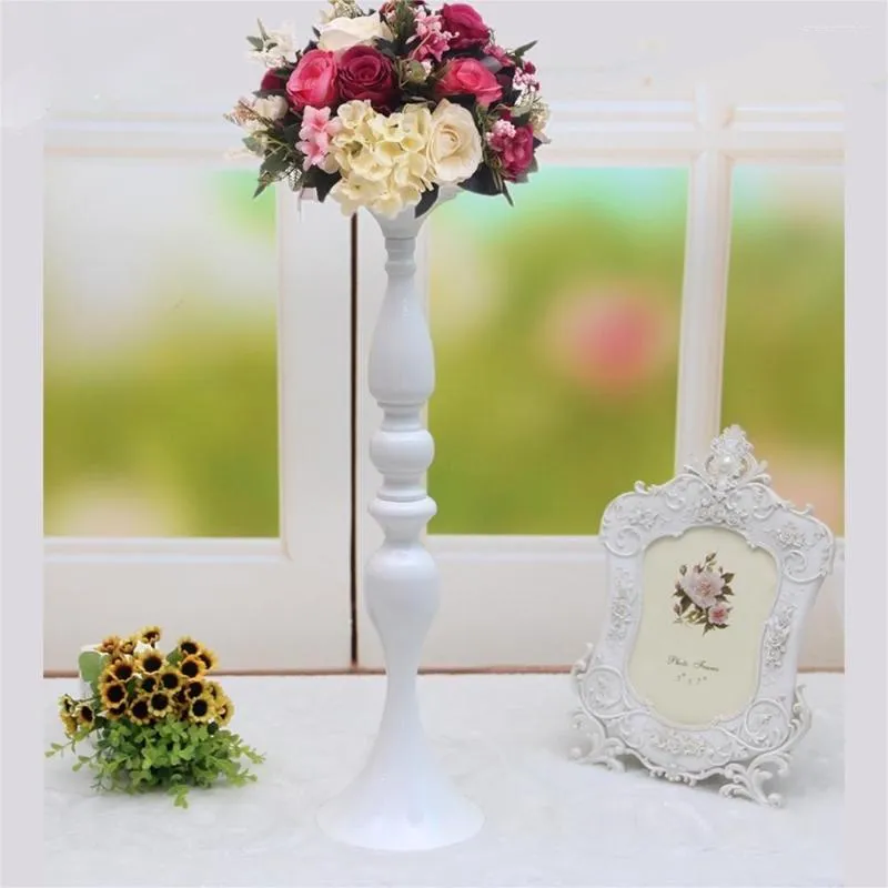 Kerzenhalter 50 cm / 20 "weiße Metallstab Hochzeit Kernstück Event Road Blumenständer Rack Home Vase 10 PCs / Los