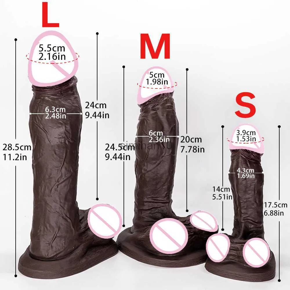 Dildos/Dongs 28cm XXL realistiska mjuka enorma dildo glans Long Silicone Sug Cup Penis G-Spot Masager Penis med Sucker Masturbator för kvinnor HKD230816