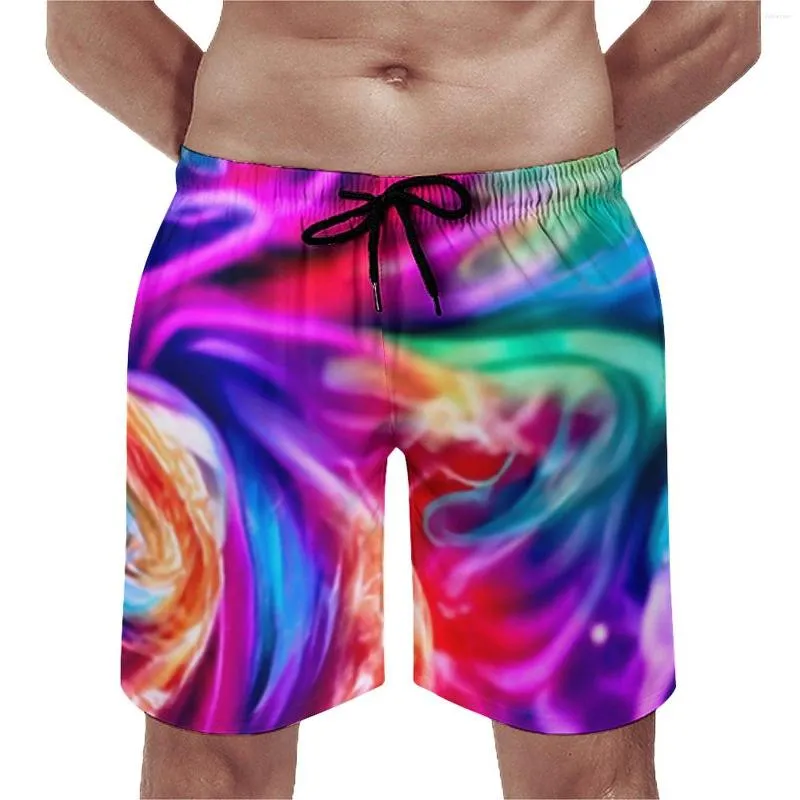 Men's Shorts Color Tie Dye Board Abstract Art Print Beach Short Pants Males Graphic Surfing Quick Dry Swim Trunks Birthday Present