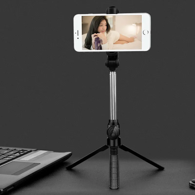 Selfie Monopods 3 Derdan 1 Kablosuz BluetoothCompatable Stick Handheld Monopod Deklanşör Telefon için Uzaktan Katlanabilir Mini Tripod 230816