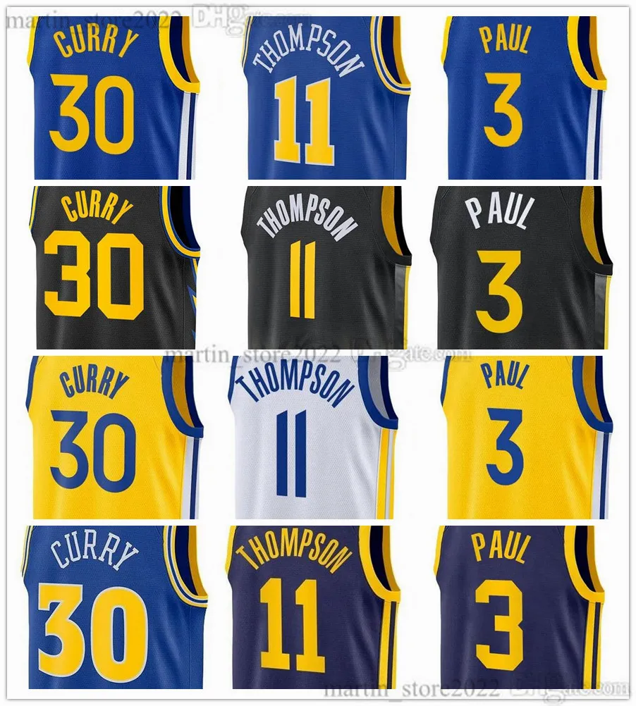 2023-24 Basketbol Formaları Stephen 30 Curry Chris 3 Paul Klay 11 Thompson Erkek Kadın Genç Çocuklar