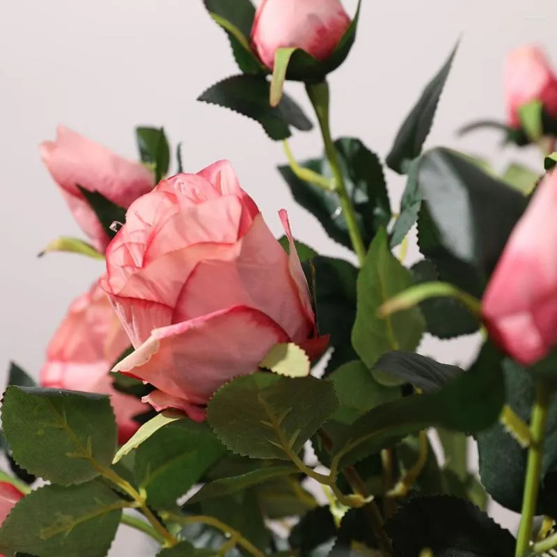 Dekorative Blumen 1PC 66 cm Rose Künstliche Blume Home Hochzeit gefälschte grenzüberschreitende Ölgemälde Europäischer Stil Multi-Head Rosen Dekoration