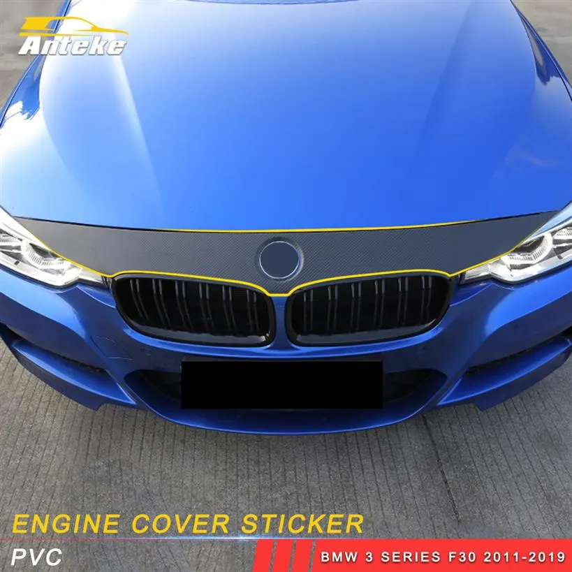 Auto biltillbehör Kolfibermönster Motor Topp PVC Sticker Protector Cover DIY Decoration för BMW 3 Series F30 2011-20193142