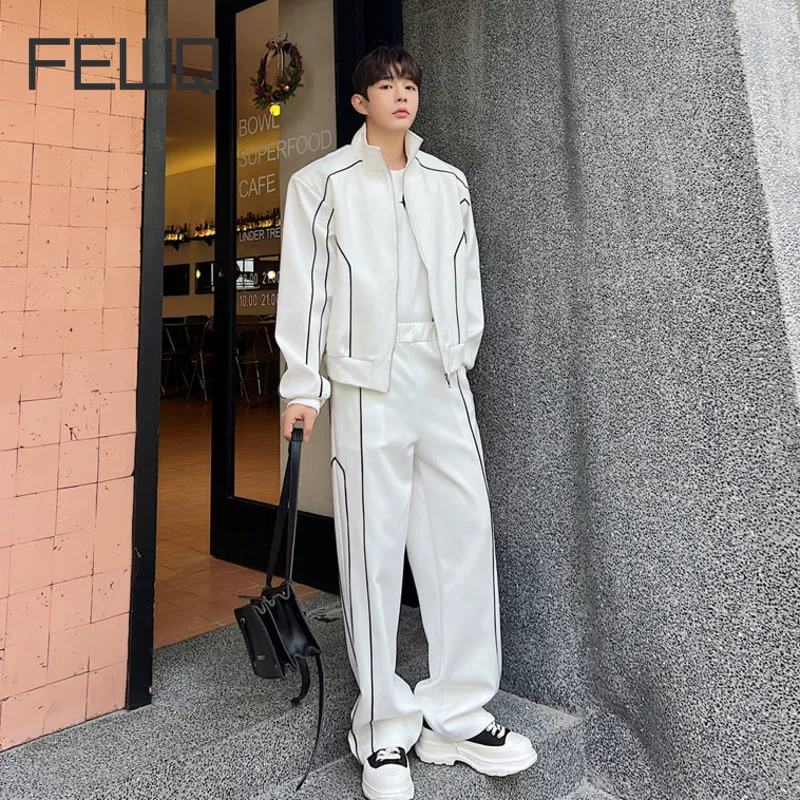 Mens Tracksuits FEWQ Autumn Trend Sport Sets Stand Collar Sweatshirt Straight Loose Pants Fashion Male Cording Design Casual Suits 9A7316 230815