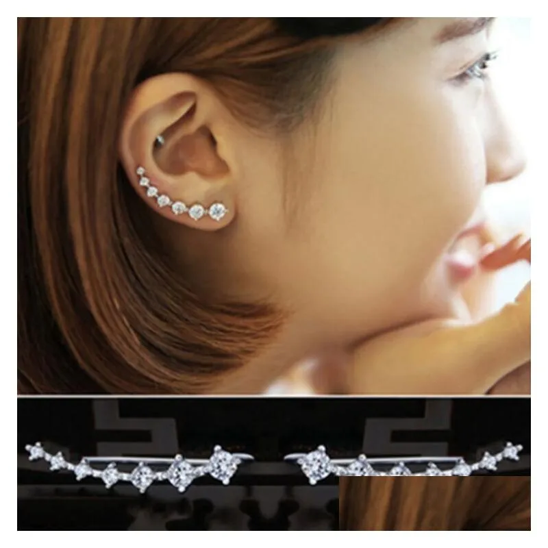 Ear Cuff Super Shiny Zircon Sier Gold Hook Clip Earrings For Women Jewelry Wholesale Gift Ears Row Drop Delivery Dhal4