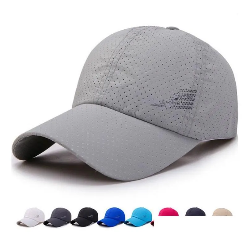 Ball Caps Men Women Summer Baseball Cap Quick Drying Hats Unisex Breathable Sport Pure Color Snapback Hat Bone Drop Delivery Fashion Dhszm