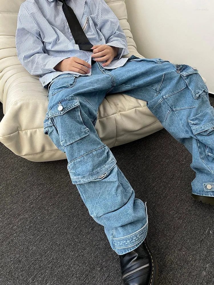 パンツ goa multi pocket cargo half pants Y2K Multi-Pocket Blue Washed Cargo Pants Retro High Street