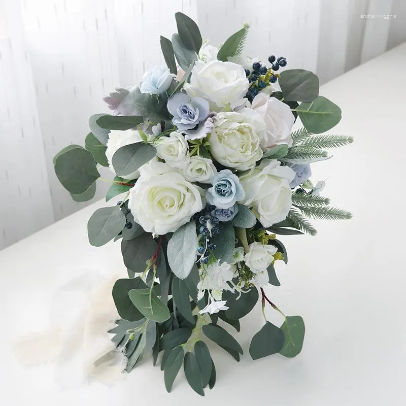 Flores de boda Mori Bosque Gotas de agua sosteniendo la decoración de simulación coreana Bouquet nupcial