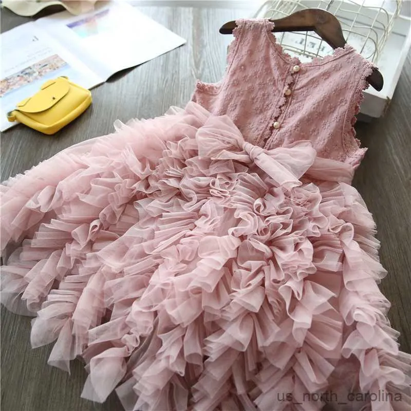 Девушка платья для девочек принцесса платье пушистые торты с разбивами платья детские рождественские костюмы свадебная платья по случаю дня рождения детская одежда R230816