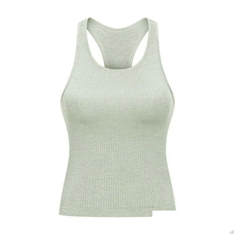 Racerback Tank Top LU-191 Snug Fit Sleeveless Yoga Shirt Brushed Women Workout Top Sports Shirt with Padded Bra