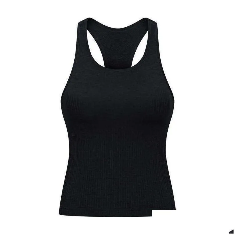 Racerback Tank Top LU-191 Snug Fit Sleeveless Yoga Shirt Brushed Women Workout Top Sports Shirt with Padded Bra