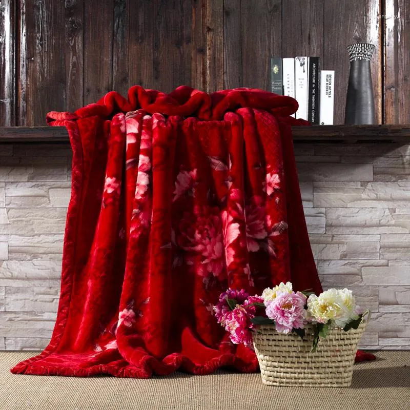 Blankets 4.5kg Raschel Blanket Thicker For Winter Double Layers Flower 3D Thickening Bed Cover Wedding Throws 78"90"