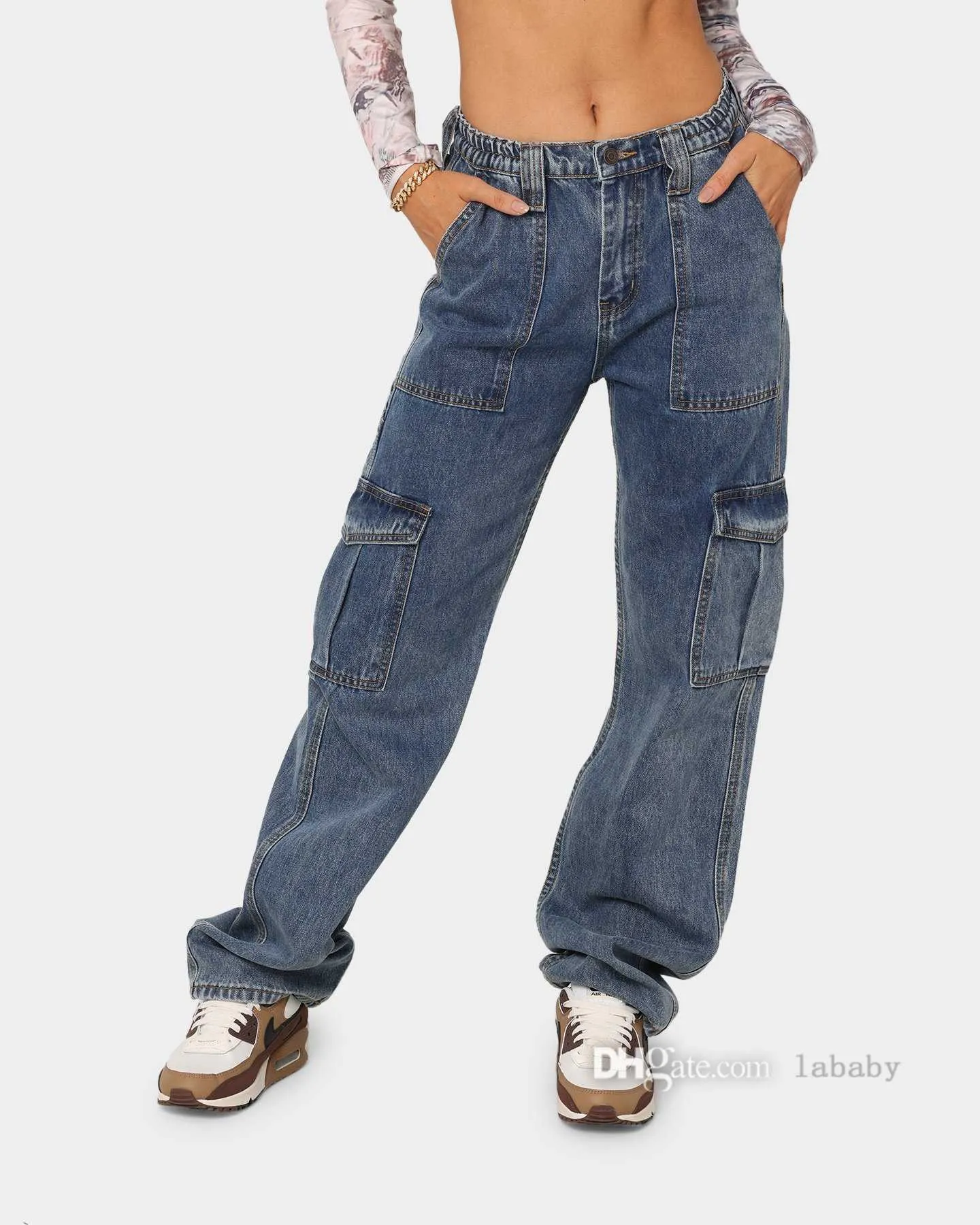 Y2k Jeans voor dames, brede pijpen, stretch, hoge taille, elastische