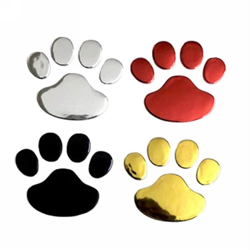 Bildekorativ klistermärke Söt design Paw Shape Stickers Animal Foot Prints 3D Decal Silver Gold Black Red277x