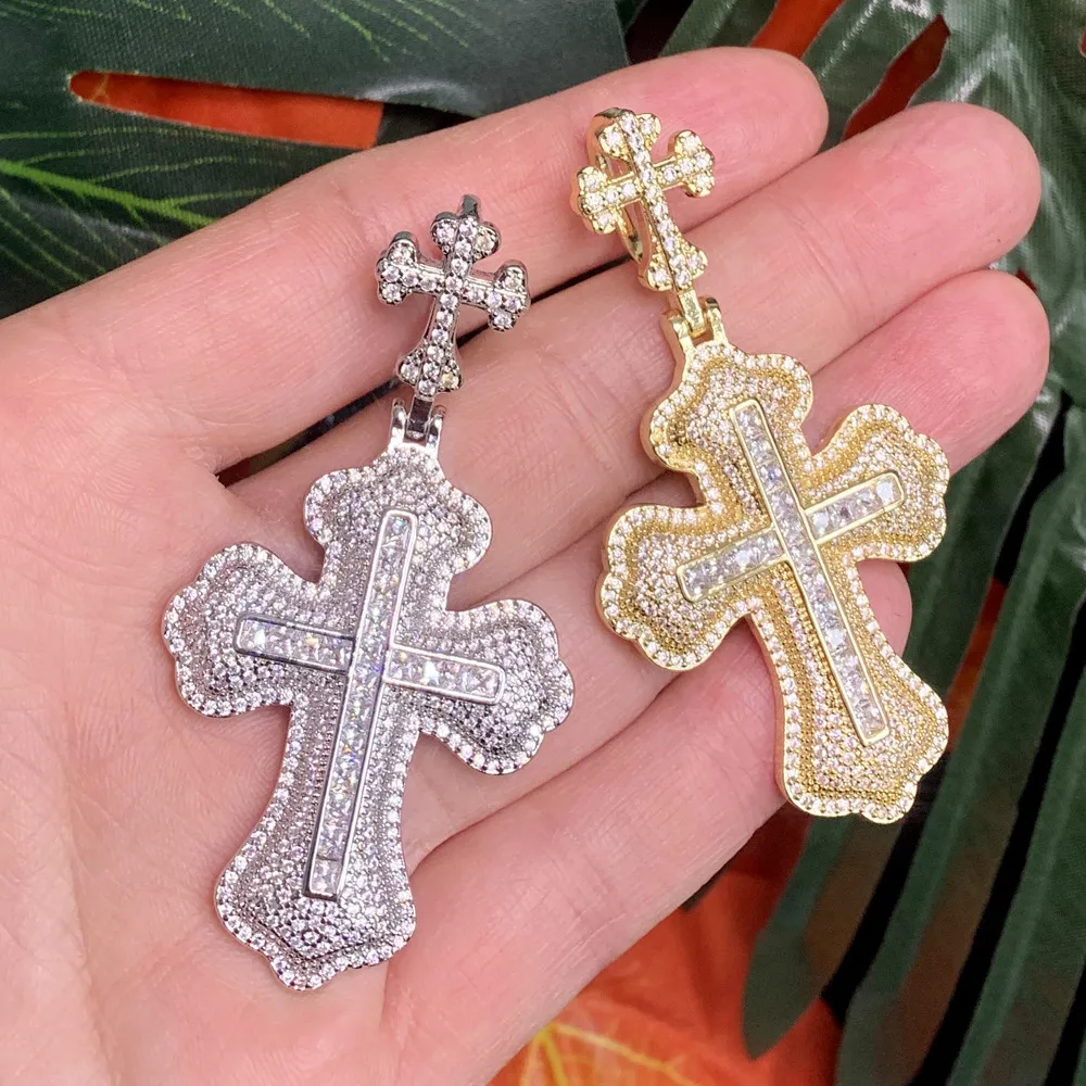 Fashion Double Cross hanger ketting sieraden 18k echt goud vergulde volledig zirkon