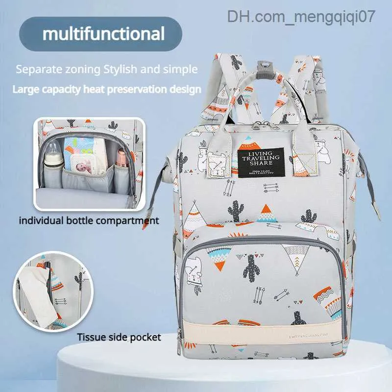 Bolsas de fraldas Novo Multifuncional Pendurado Mom Mom Mãe Cartoon Mamãe e Bolsa de bebê Bolsa de garrafa de grande capacidade Bag Z230816