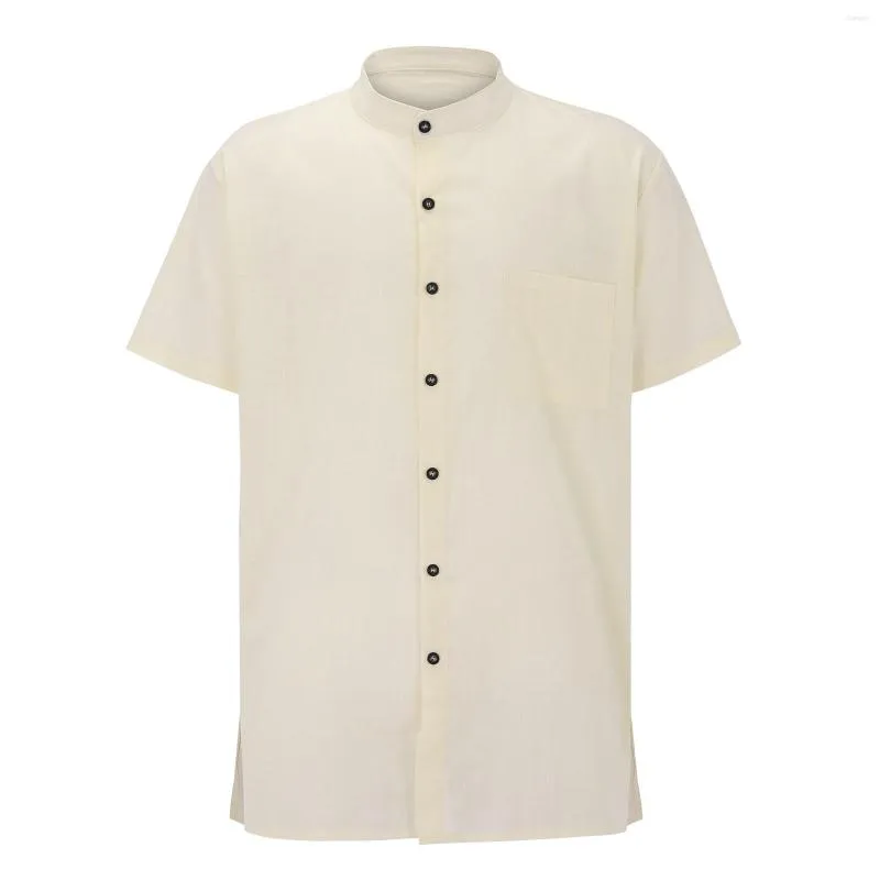 Magliette da uomo top a maniche corte sottili e in forma Summer Street T-shirt maglietta vintage Solid Beach Cardigan Shirt tascabile sciolto
