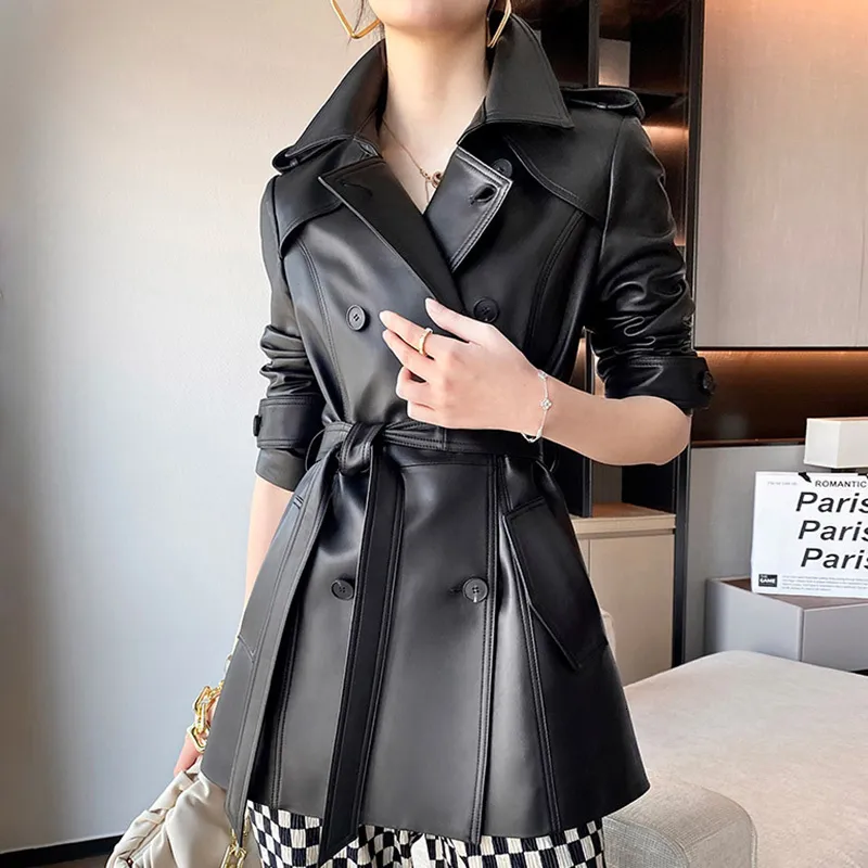 Womens Genuine Leather Faux Belted Sheep Ladies Summer Womens Genuine Leather Faux Belted Sheep Ladies Summer