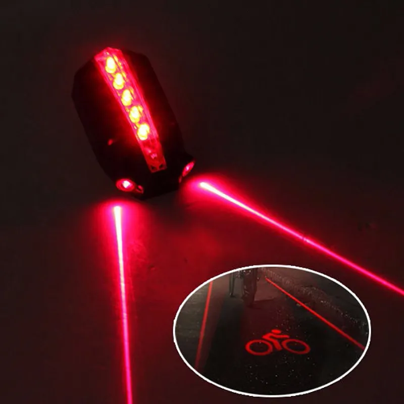 Bike Lights 2 Laser5 LED Heck Fahrrad Rückgangsstrahl Sicherheitswarnung rote Lampen -Radfahren Luz Bicicleta Luces Accessoires 230815