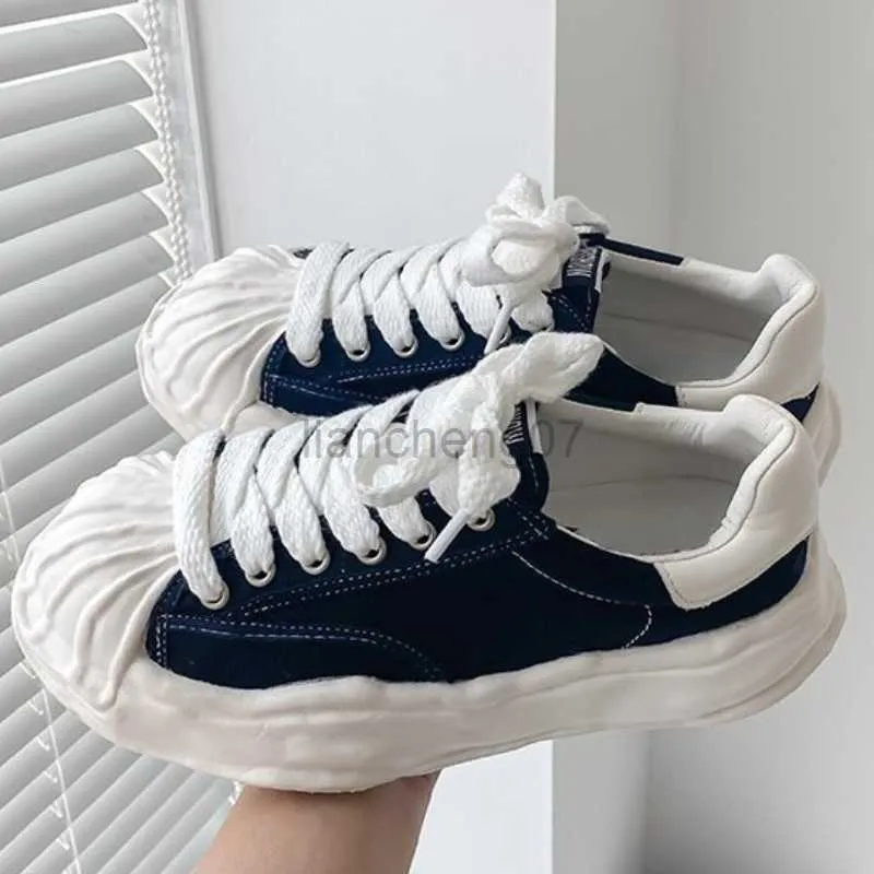 Womens White Canvas Sneakers With Thick Dissolving Heels Lace Up