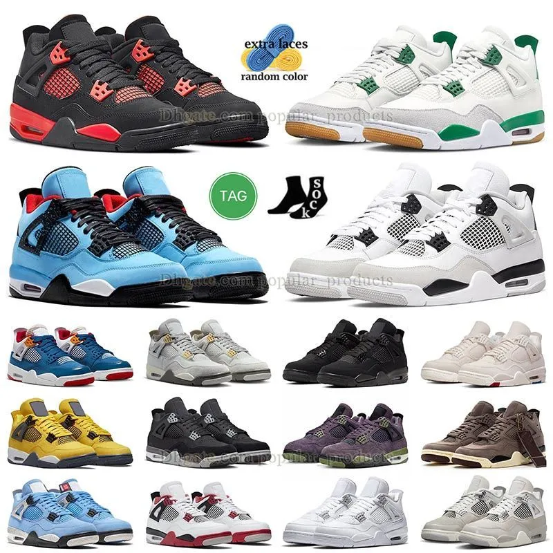 2023 New Jumpman 4s Military Black Cat Basketball Shoe J4 Pine Green