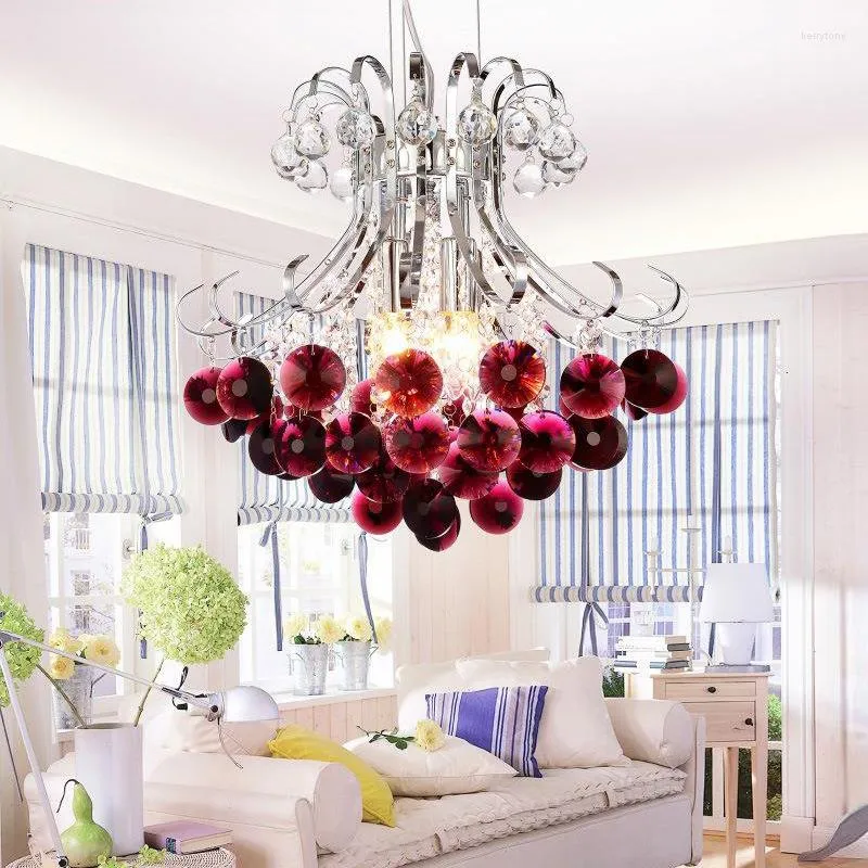 Chandeliers Nordic Modern Wine Red Crystal Chandelier Home Decoration Bedroom Porch Cloakroom Aisle Corridor Dropping Lamp
