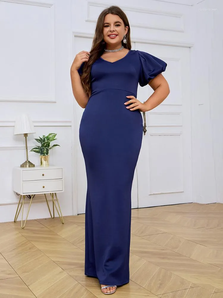 Plus size jurken elegant voor vrouwen 4xl 5xl o nek korte mouwen vloerlengte veter omhoog Backless Long Evening Event Party Outfits