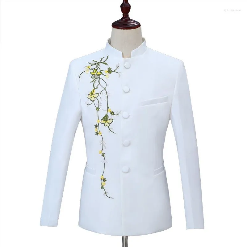 メンズジャケットコーラスZhongshanスーツゴールデン刺繍スタンドカラーパフォーマンスコスチュームチャイニーズスタイルの結婚式