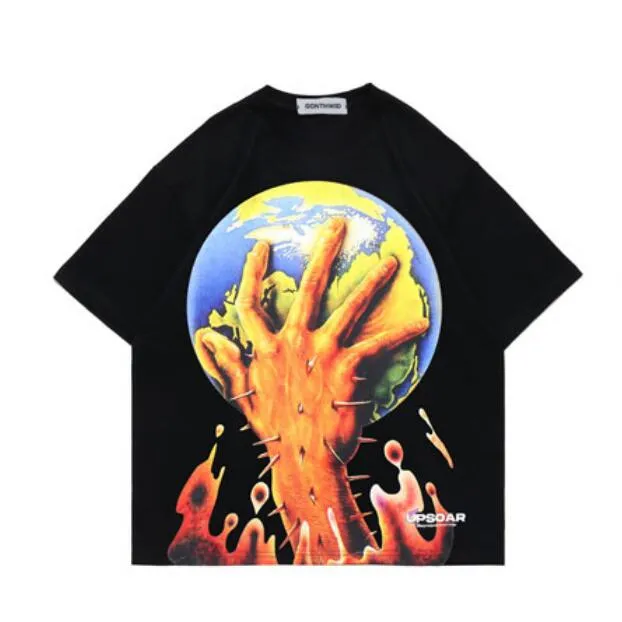 Hip Hop Men T-shirt Streetwear Graphic Print Overized Tshirt 2023 Fashion Loose Cotton Casual Tee Tops