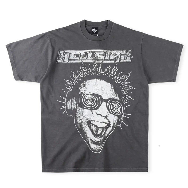 Мужские футболки 2023 Summer Hellstar Tshirt Funny Print Monogram Trub