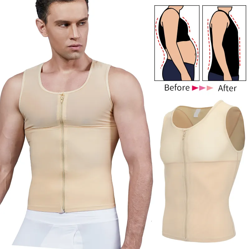 Midja mage shaper mens bantning body shaper gynecomastia kompression skjortor mage kontroll formen midja tränare bröst abs slim väst manlig korsett 230815