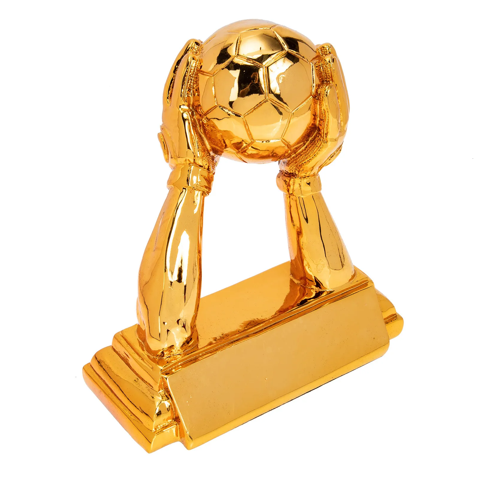 Decoratieve objecten Trophy Award Trofeeën Gold Football Reward Cups Sport Kids Cup Medals voetbalprijswinnaar Plastic Resin Toys Competition Decor 230815