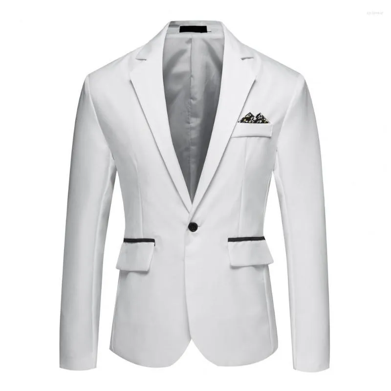 Herenpakken mannen lichtgewicht single button placket elegante slanke fit reverspak jas met zakken voor zakelijk bruiloft feest zwart wit