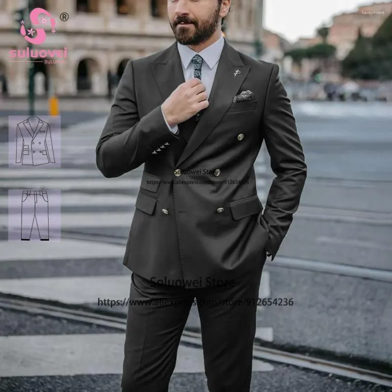 Men s Suits Classic Slim Fit Double Breasted Tuxedo For Men Customized 2 Piece Pants Set Groom Wedding Blazer Terno Masculino Completo