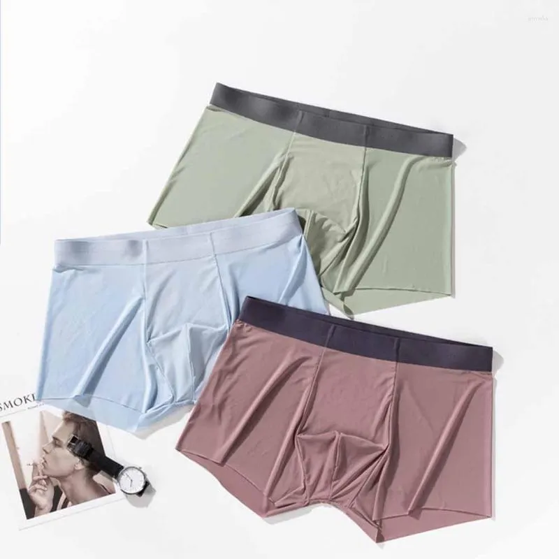 Men's Ice Silk Breathable Soft Boxer Briefs Sexy Seamless