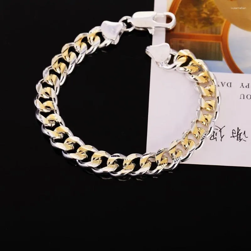 Link Bracelets Wholesale Price Noble 10MM Men Beautiful Bracelet Gold Color Silver Fashion Wedding Lady Jewelry