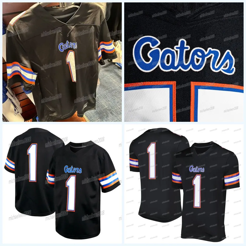 Custom 2023-24 Florida Gators Black Alternate Football Trikotiformen jeder Name eine beliebige Nummer Vollsticke